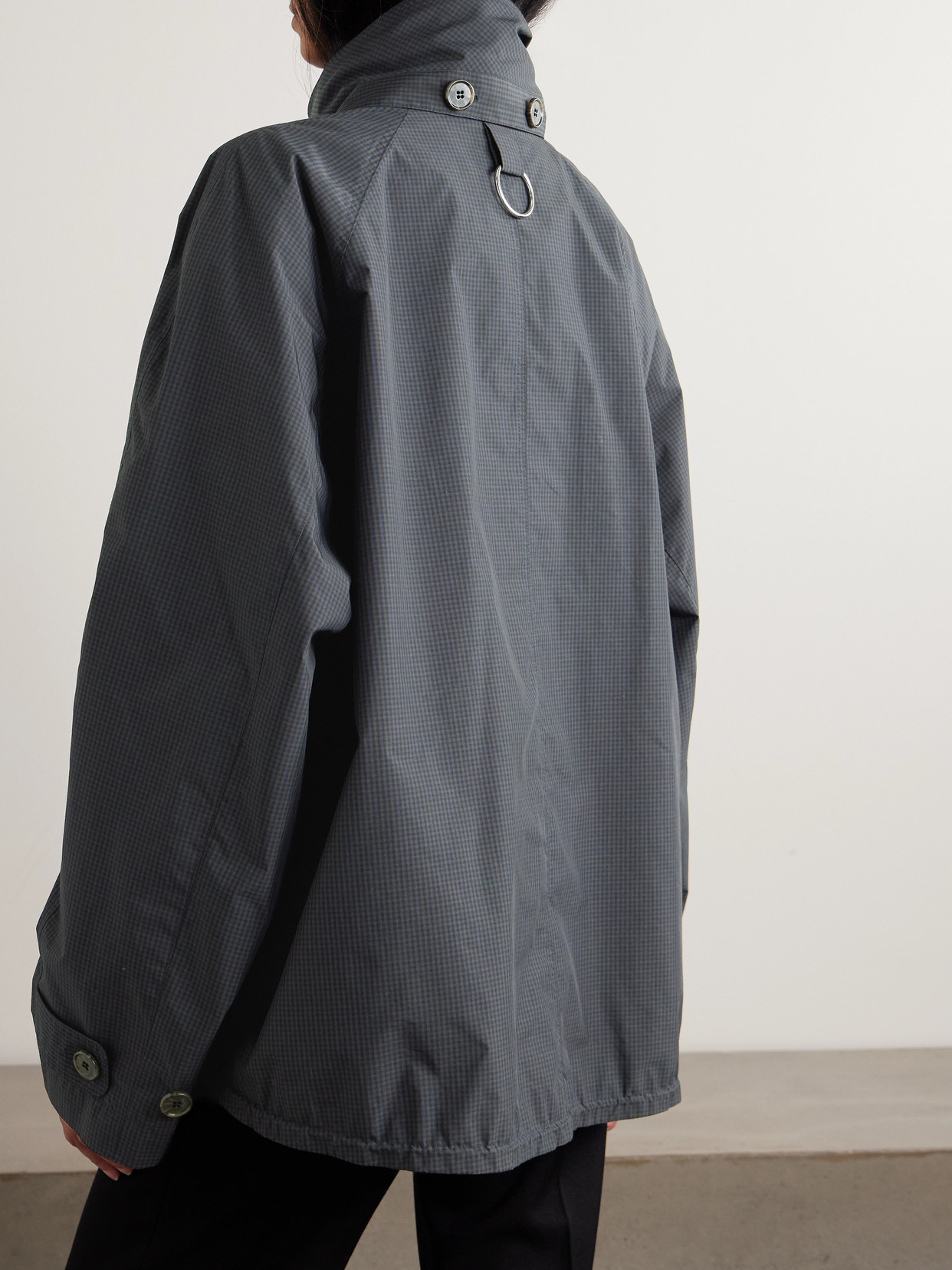 Tibi Charles Checked Cotton-blend Jacket In Gray