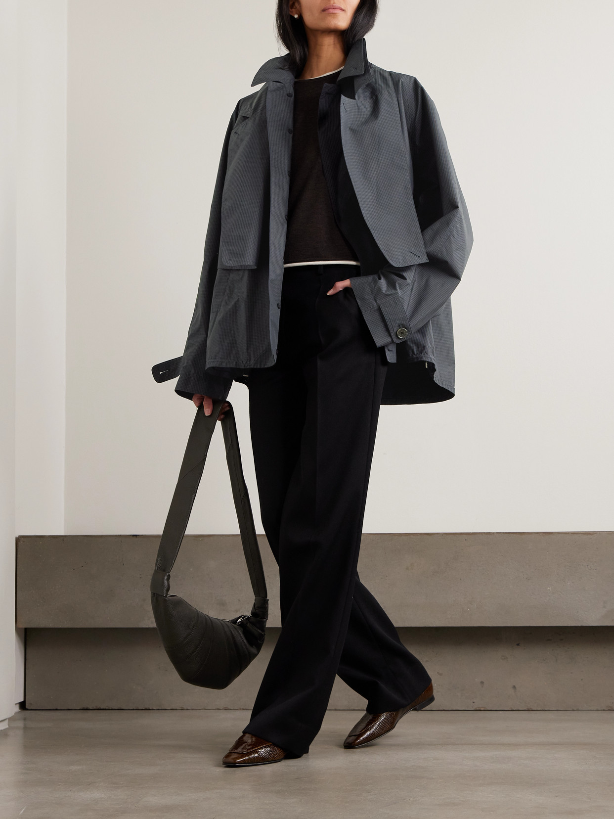 Tibi Charles Checked Cotton-blend Jacket In Gray