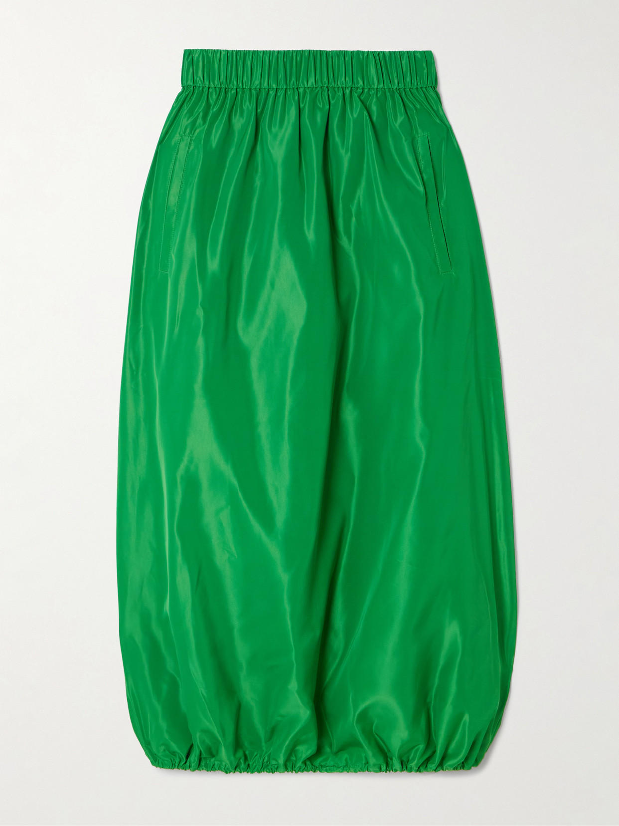 Tibi Gathered Shell Midi Skirt In Green