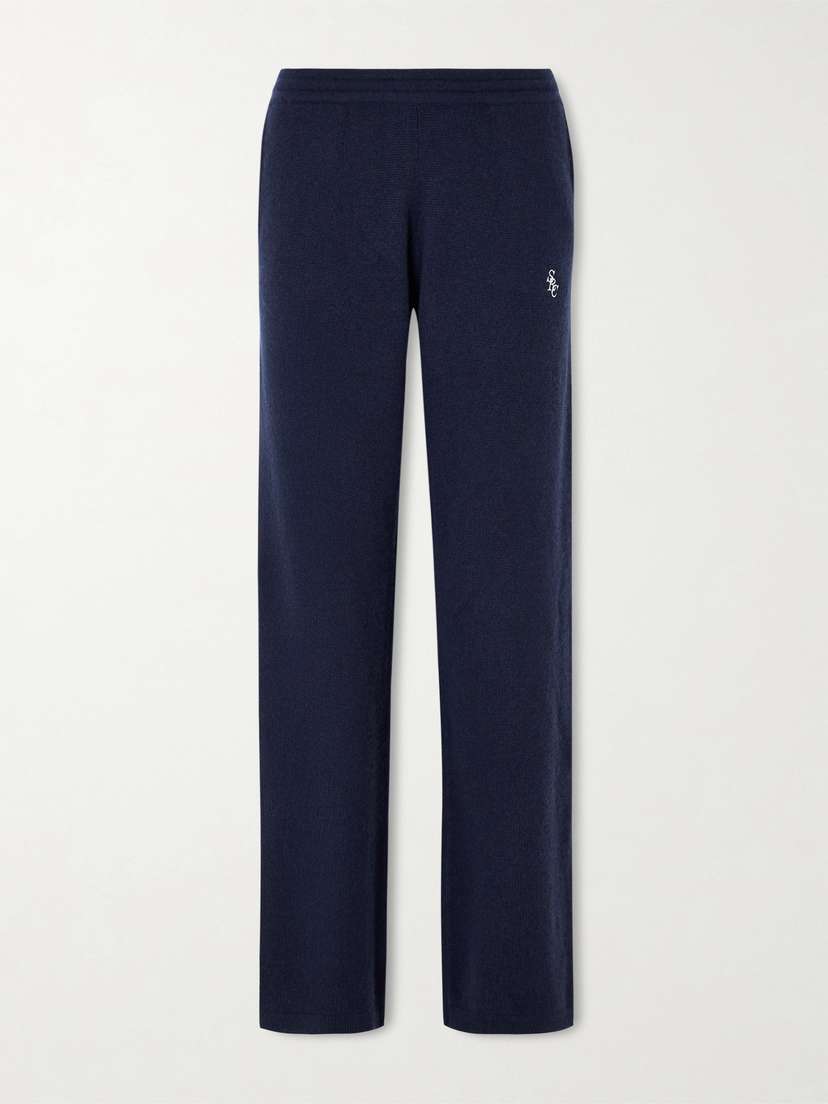 Sporty & Rich Embroidered Cashmere And Wool-blend Track Pants