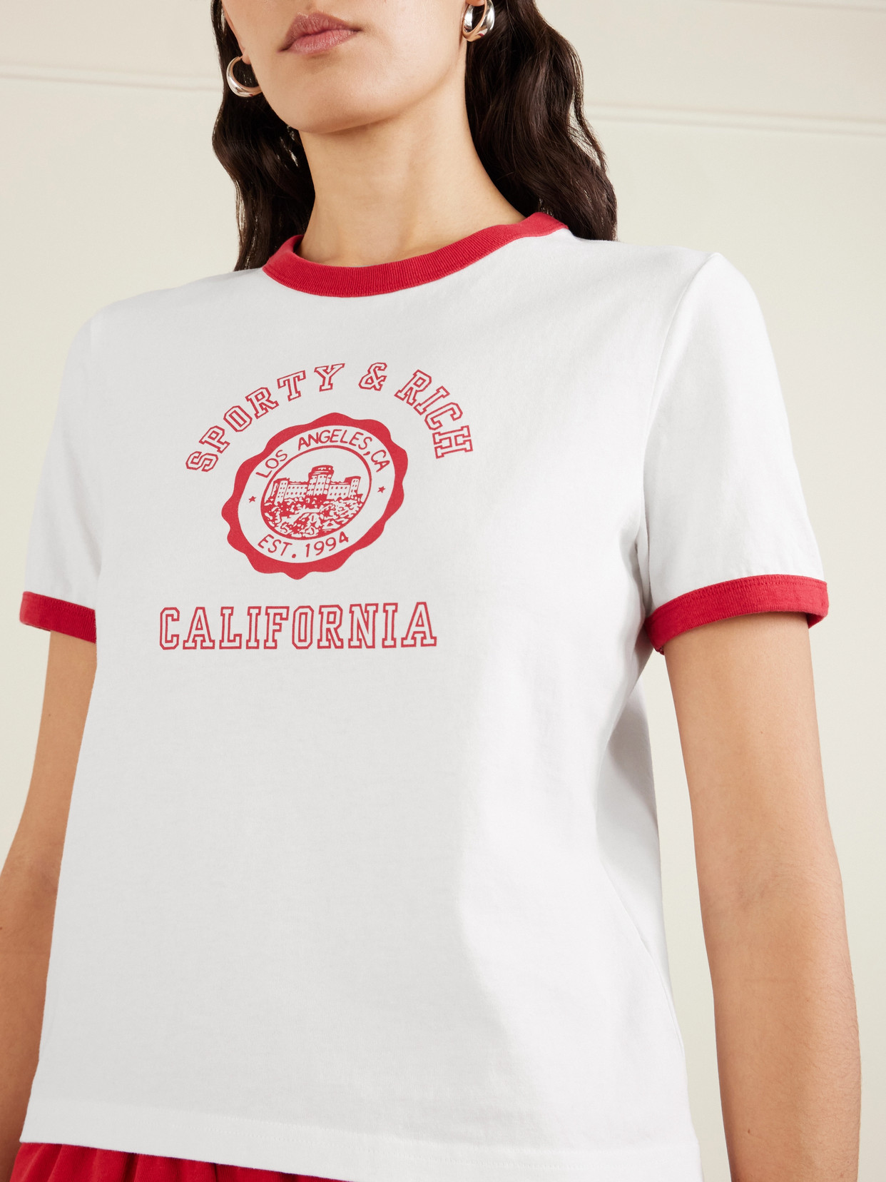 California Two-Tone Printed Cotton-Jersey T-Shirt
