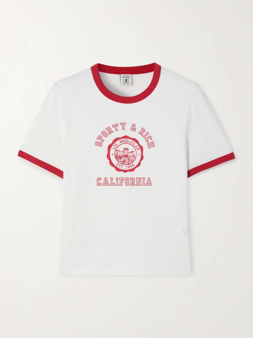 Sporty & Rich California Two-tone Printed Cotton-jersey T-shirt