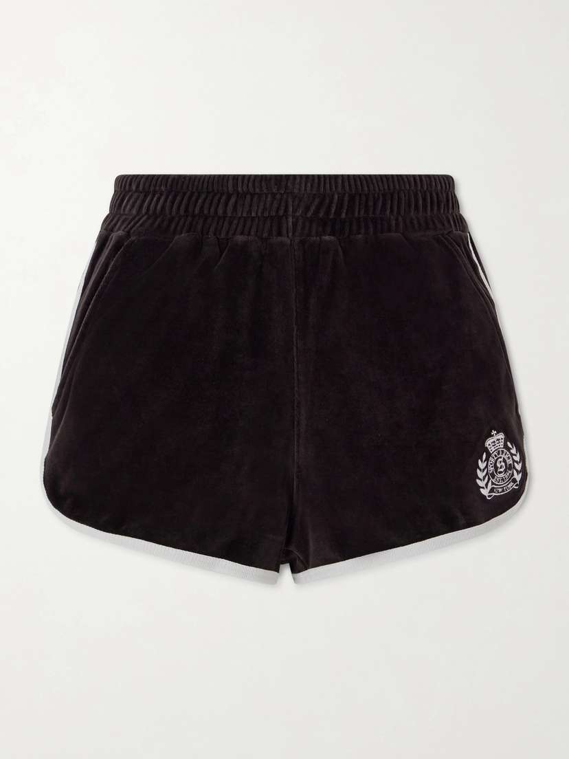 Sporty & Rich Embroidered Cotton-velour Shorts