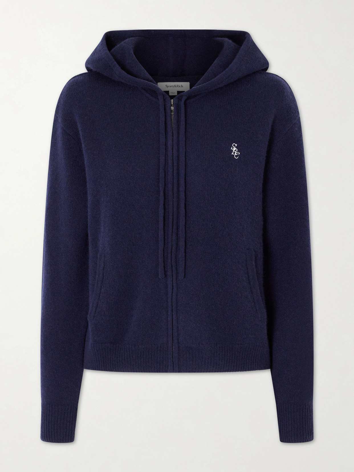 Sporty And Rich Embroidered Cashmere And Wool-blend Cardigan In Blue