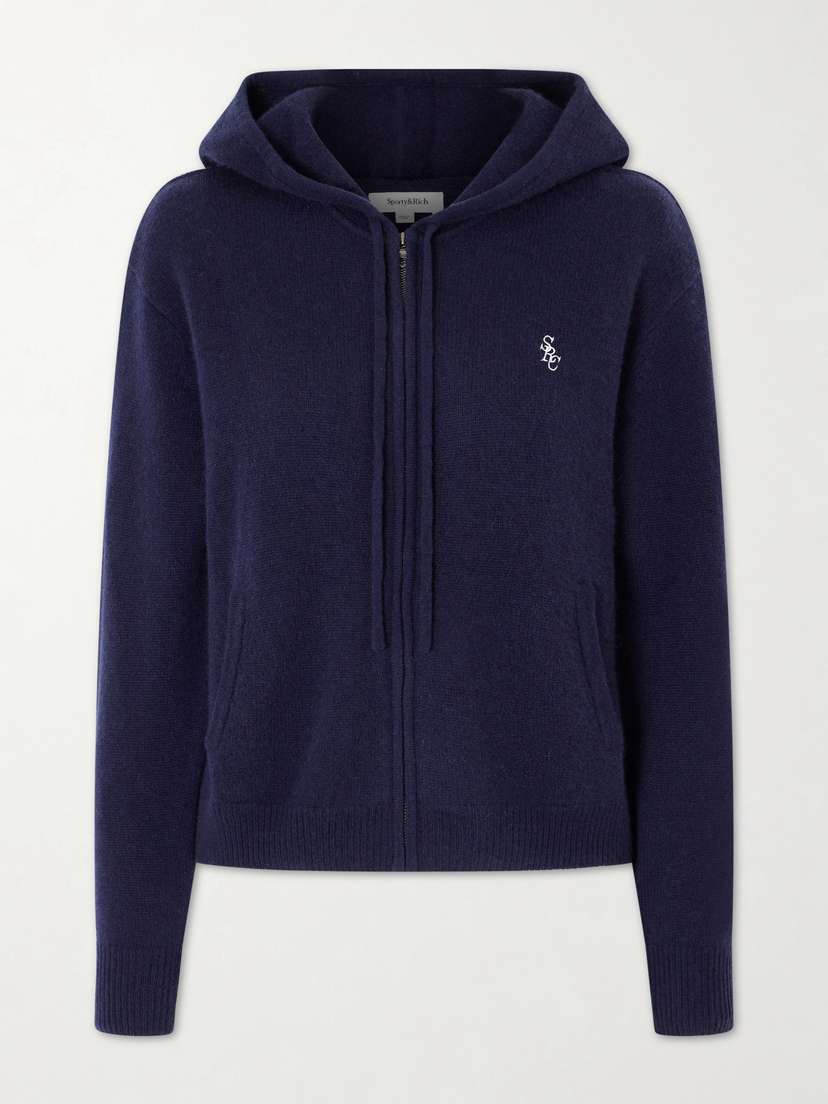 Sporty & Rich Embroidered Cashmere And Wool-blend Cardigan