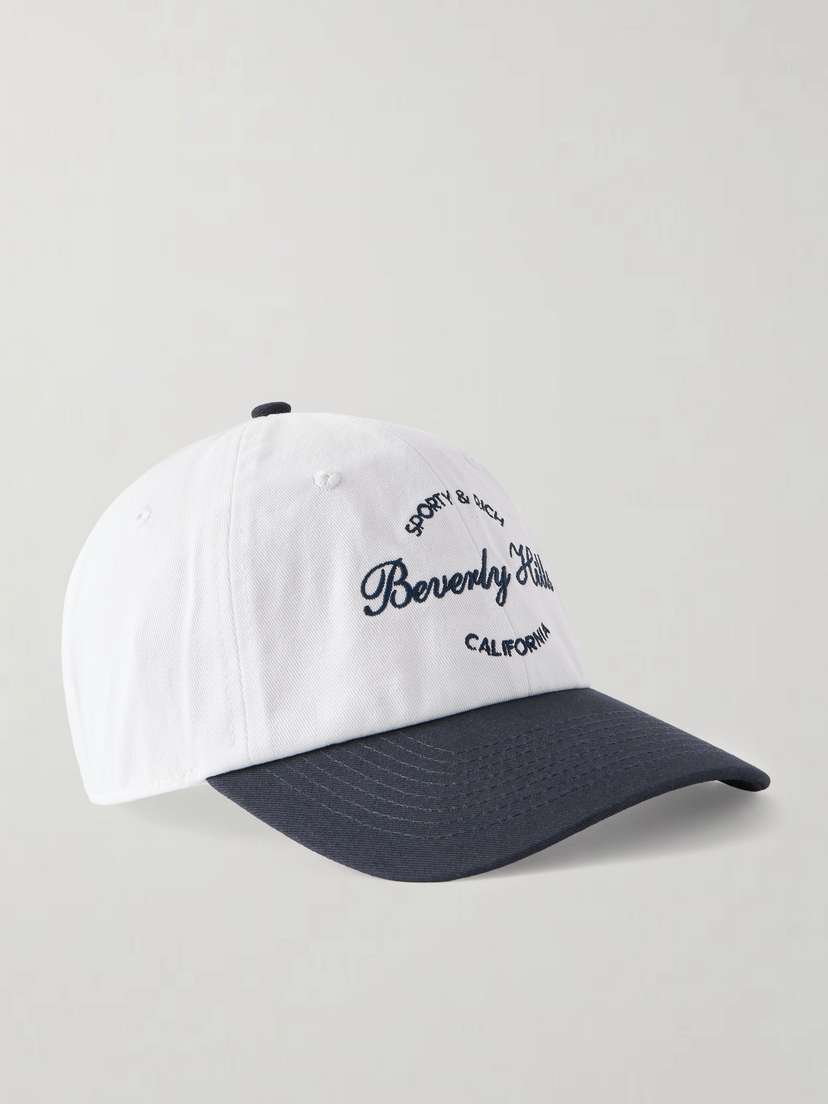 Sporty & Rich Beverly Script Embroidered Cotton-twill Baseball Cap