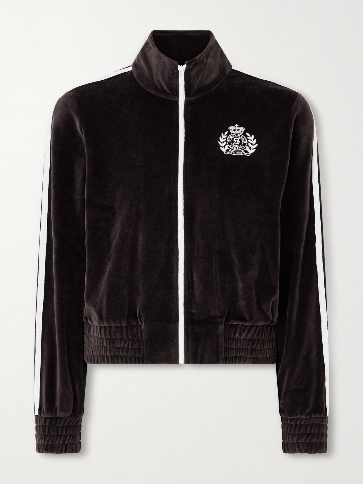 Elio Embroidered Cotton-Velour Track Jacket