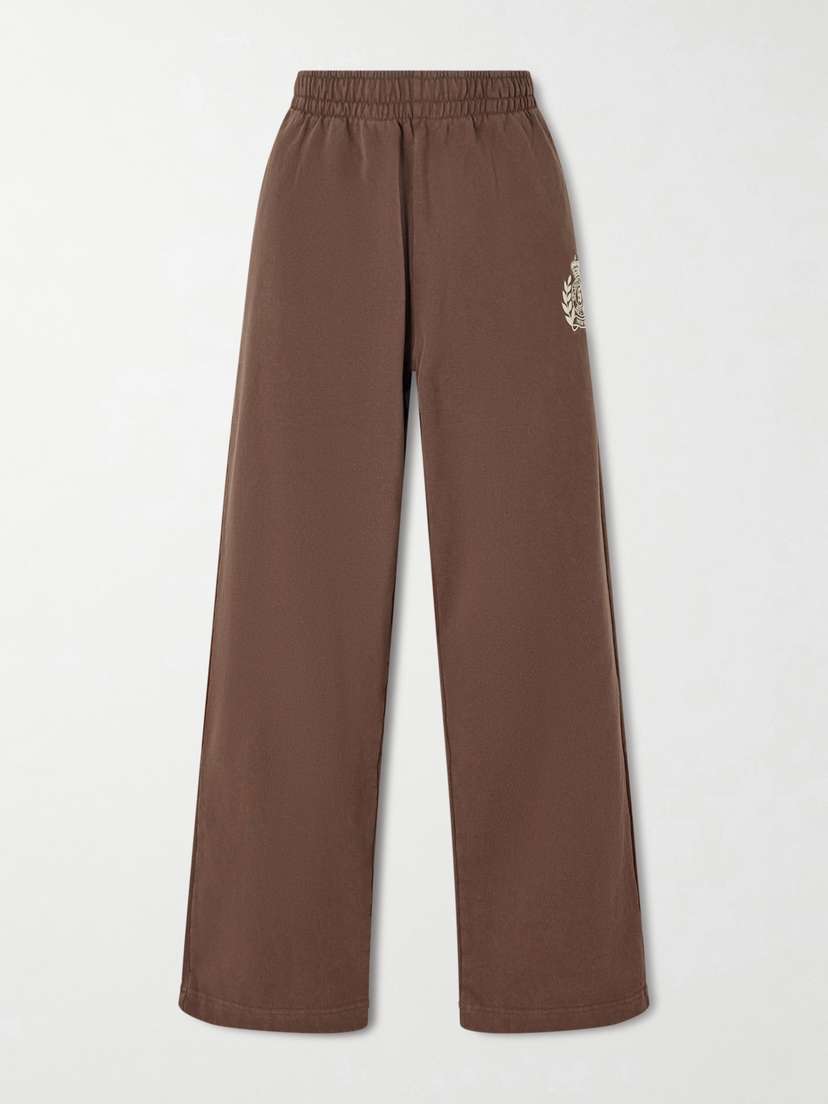 Sporty & Rich Embroidered Cotton-jersey Track Pants