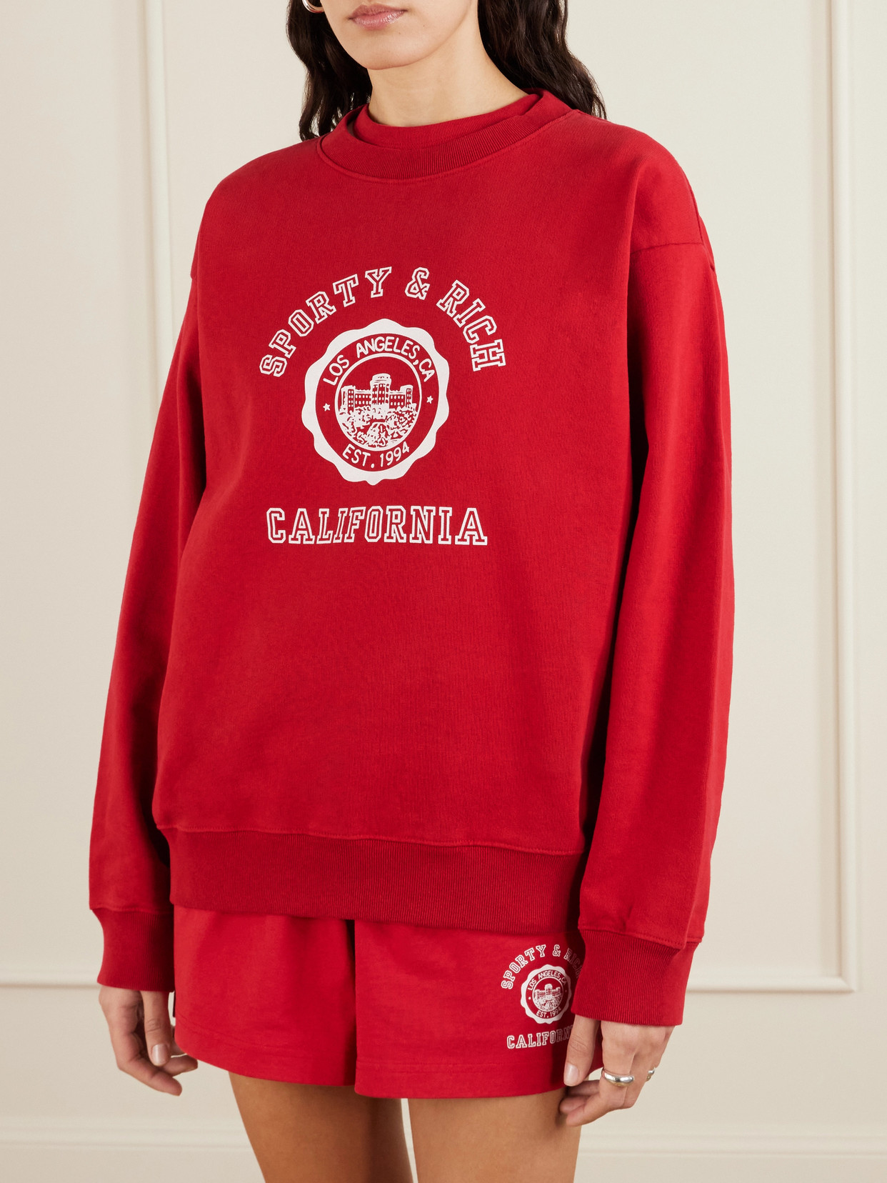 California Printed Cotton-Jersey Sweatshirt