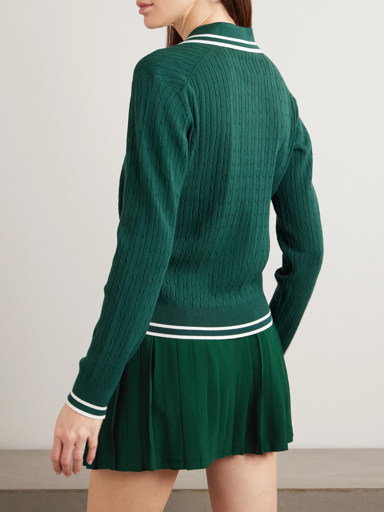 Striped Cable-Knit Polo