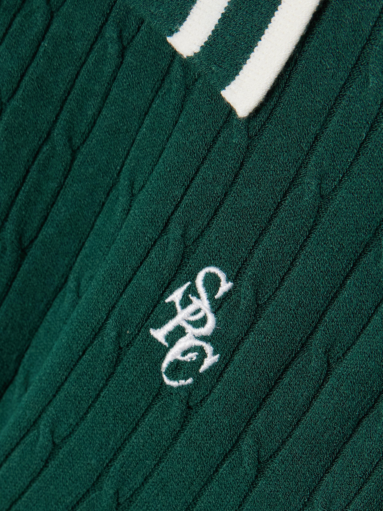 Striped Cable-Knit Polo