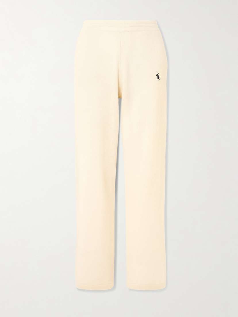 Sporty & Rich Embroidered Cashmere And Wool-blend Track Pants
