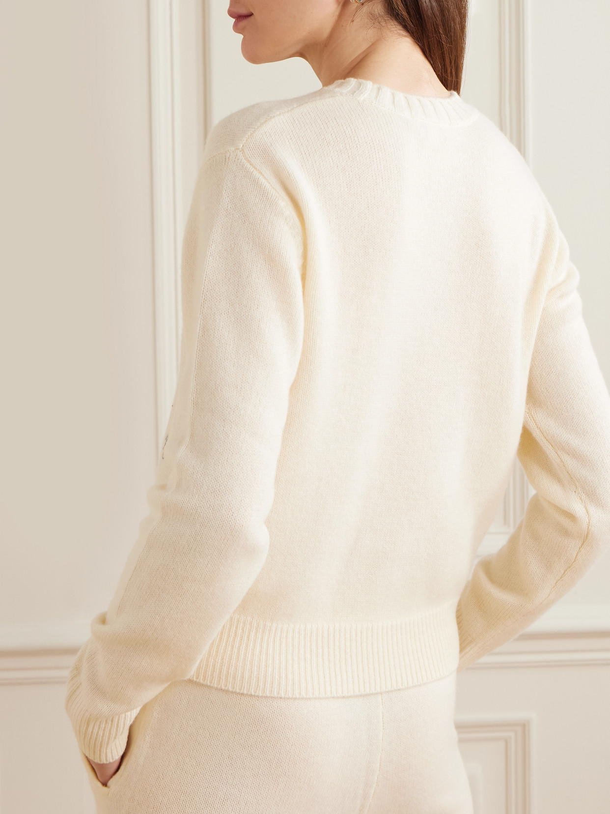 Src Cropped Embroidered Cashmere And Wool-Blend Sweater