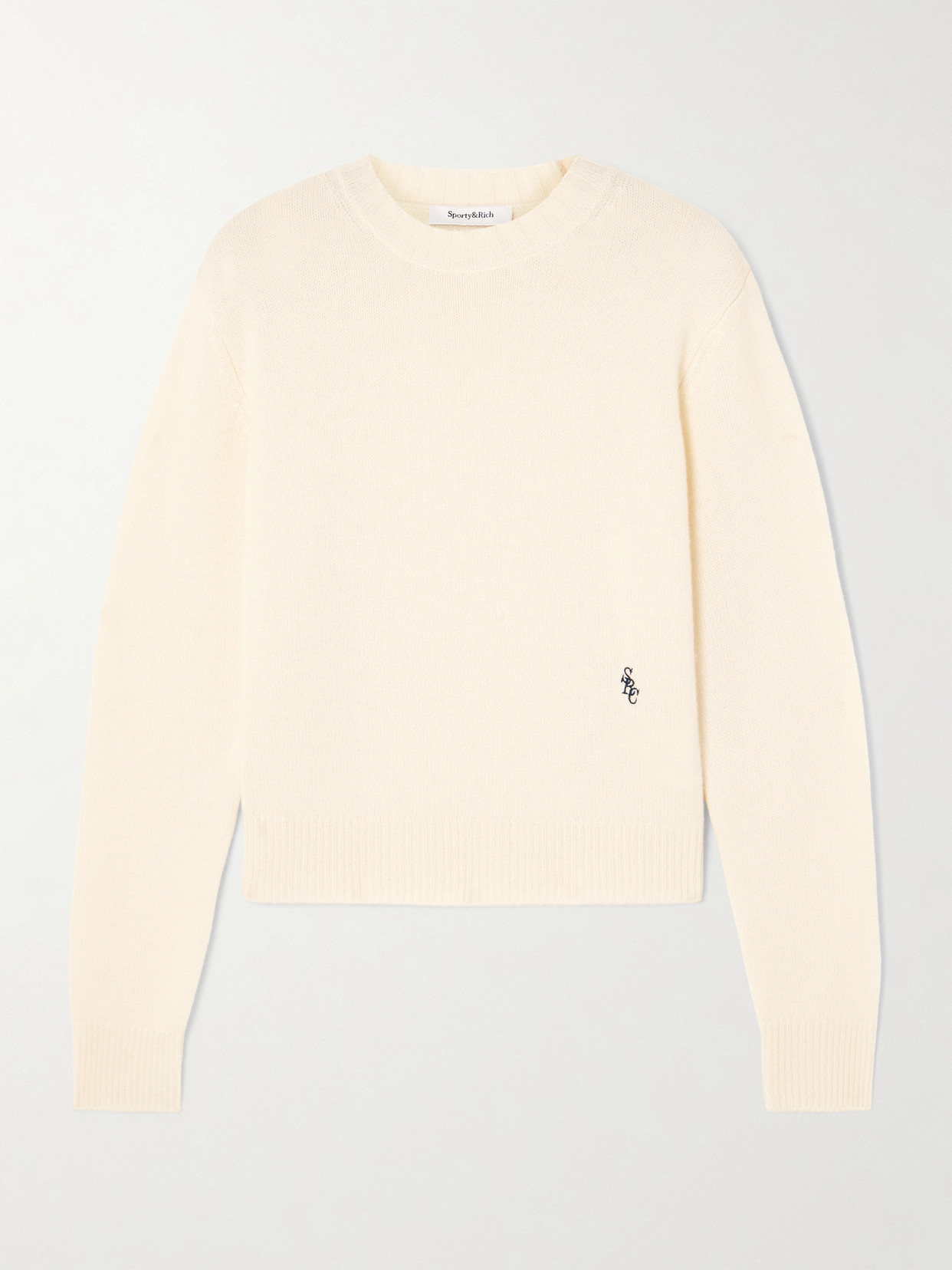 Sporty And Rich Src Cropped Embroidered Cashmere And Wool-blend Sweater In Yellow