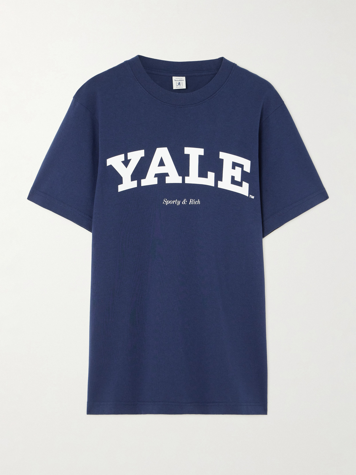 Sporty And Rich Yale Printed Cotton-jersey T-shirt In Blue