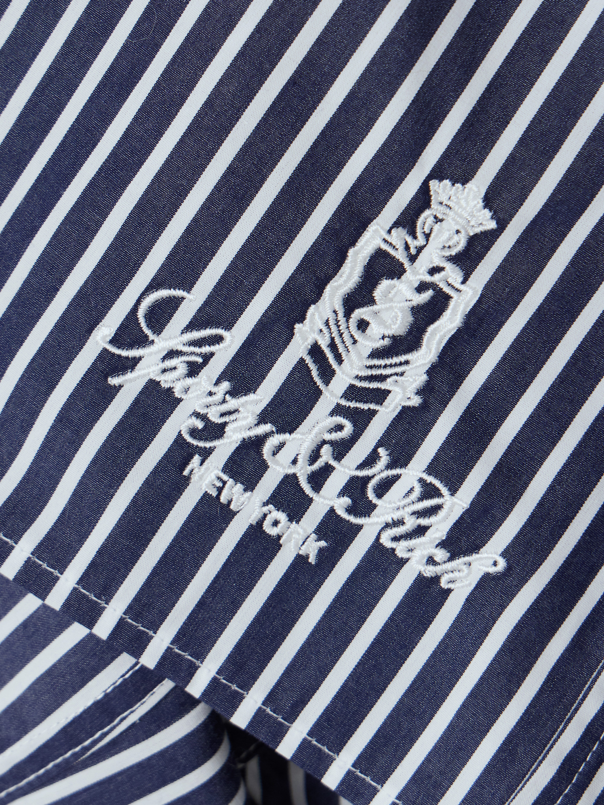 SPORTY & RICH Vendome Mini Boxer embroidered striped cotton shorts