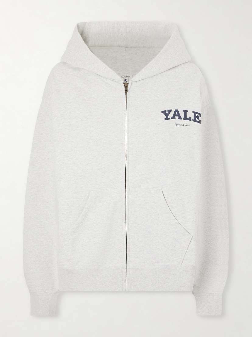 Sporty & Rich Printed Cotton-jersey Zip-up Hoodie