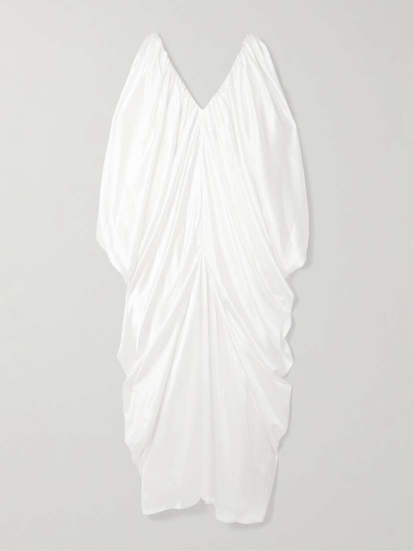 Abadia Draped Gathered Silk-satin Gown