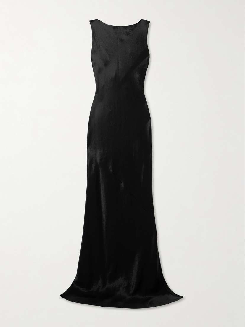 Abadia Draped Hammered-satin Gown
