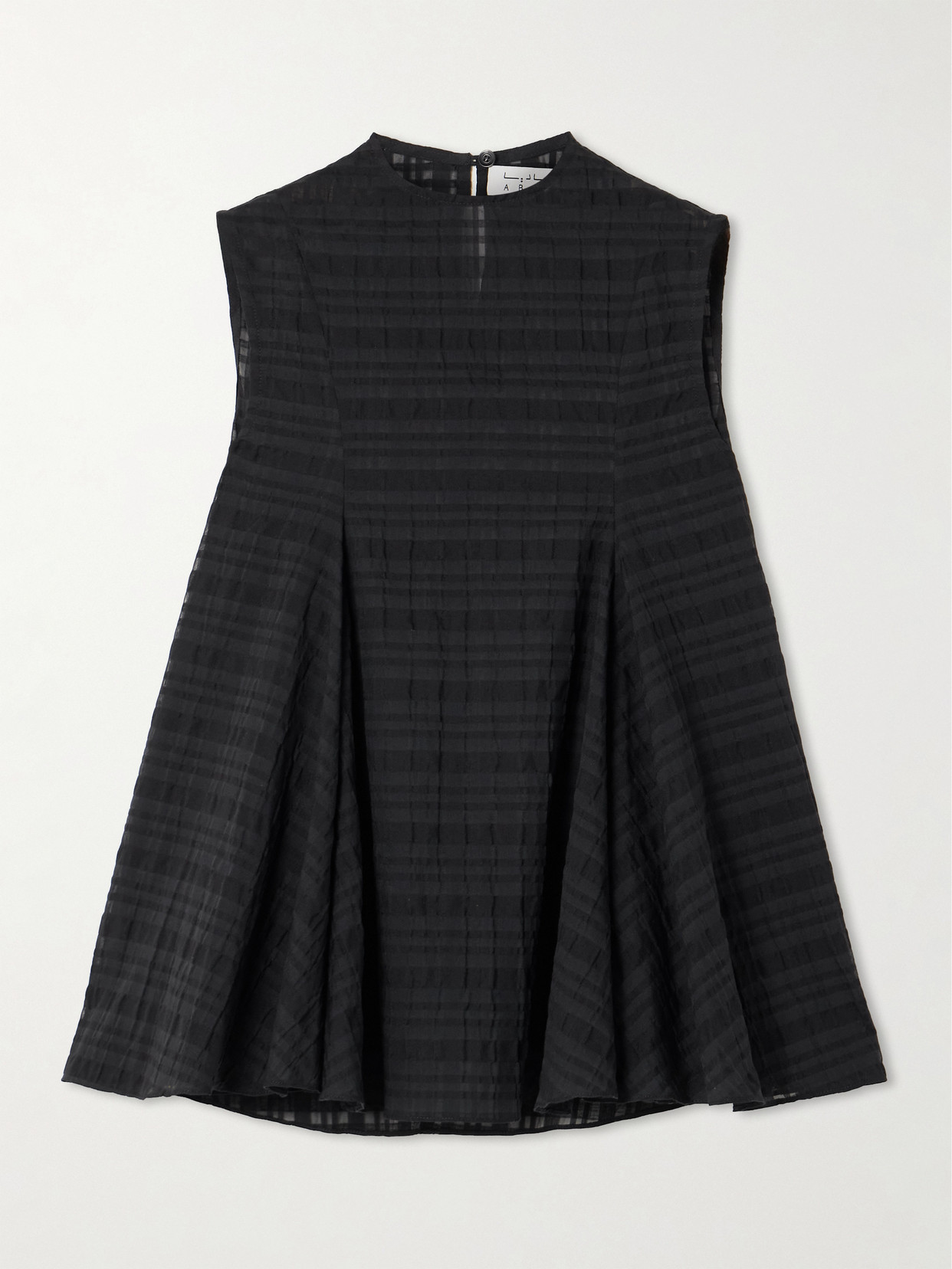 Abadia Checked Gauze Top In Black