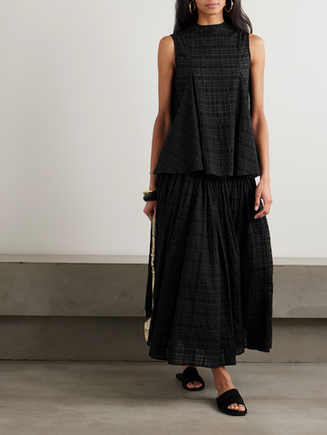 Abadia Checked gauze top