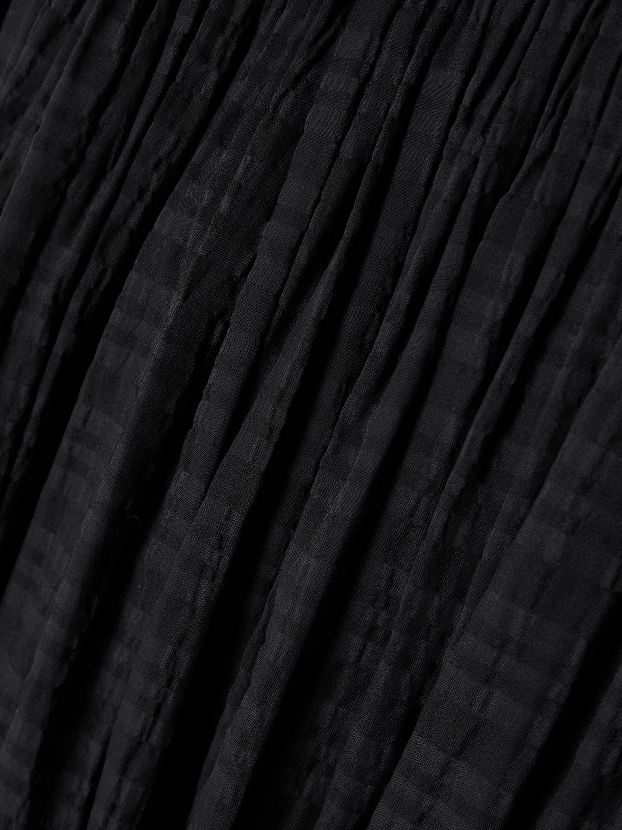 Satin-Trimmed Pleated Checked Gauze Maxi