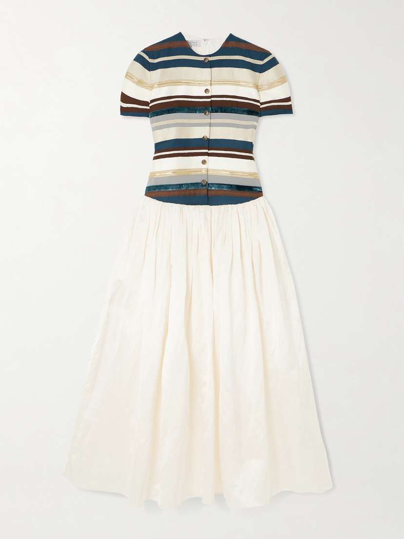 Abadia Sadu Paneled Satin Midi Dress