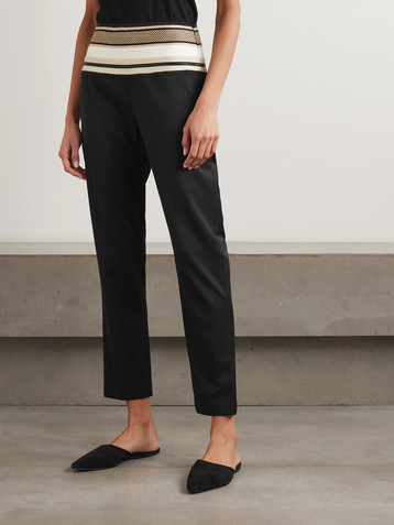 Abadia Sadu grosgrain-trimmed wool-blend twill tapered pants