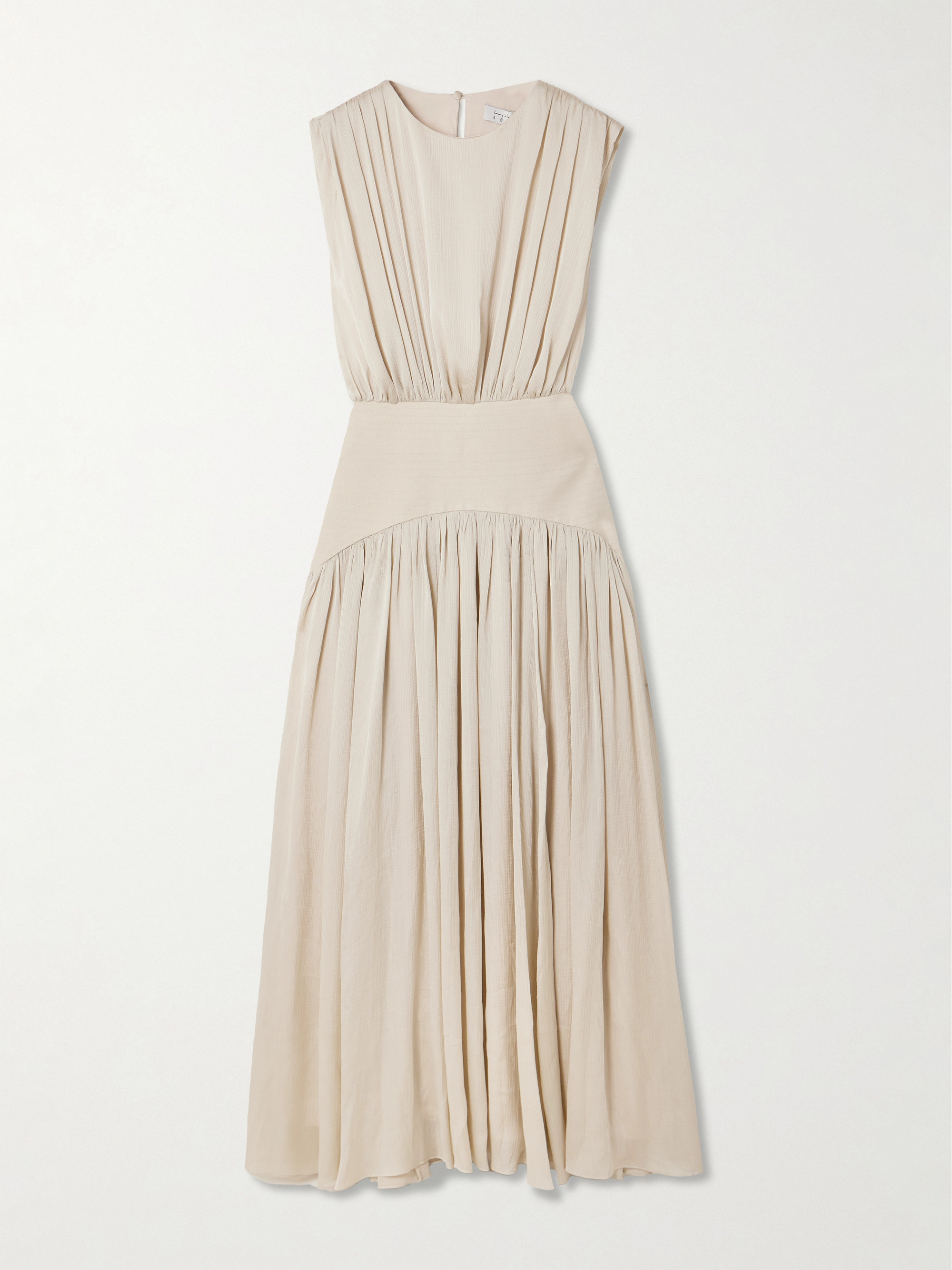 abadia suri paneled twill and crinkled voile maxi dress Abadia Suri Twill-Paneled Georgette Maxi Dress In Mint - 50% Off