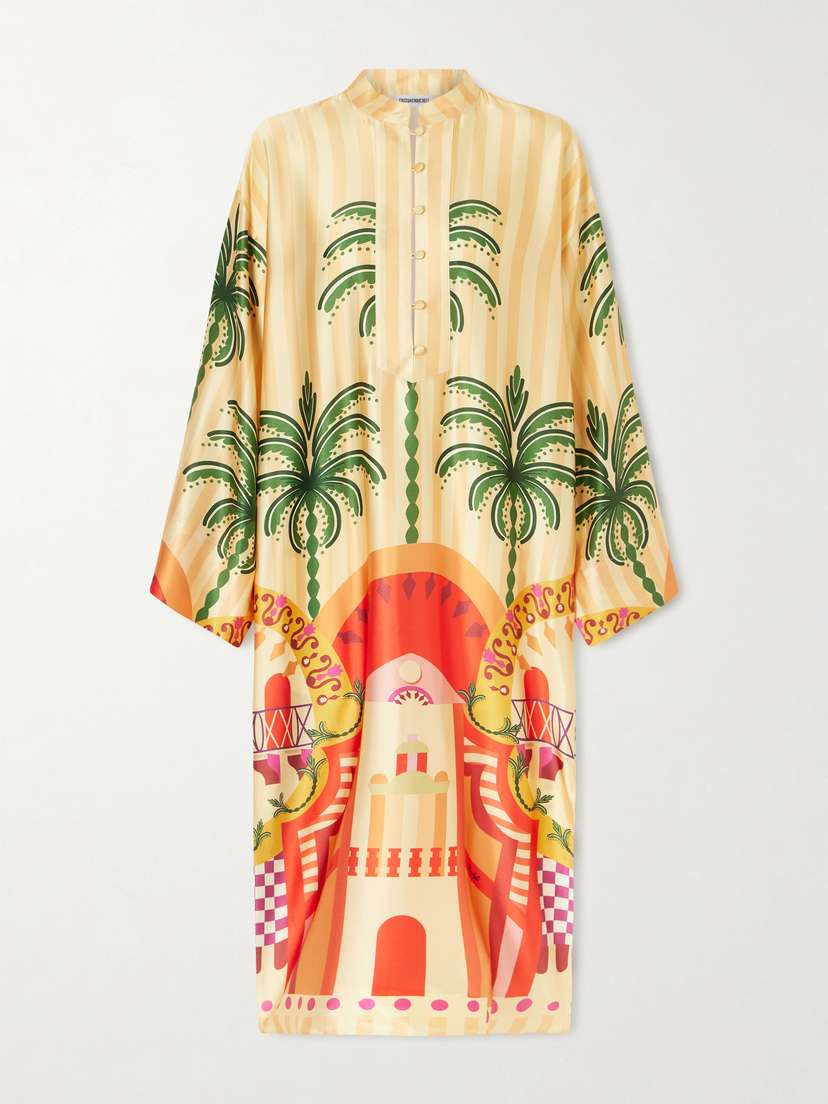 Cristiano Marcheli Fiorenza Printed Silk-satin Kaftan