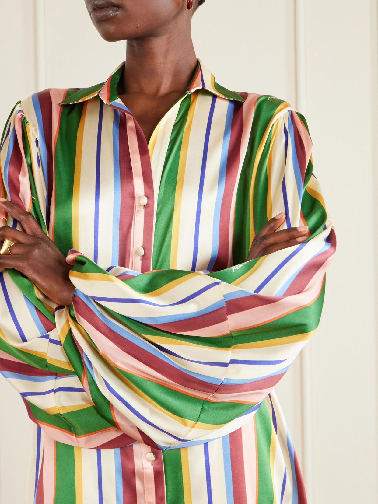 Mia Striped Stretch-Silk Shirt