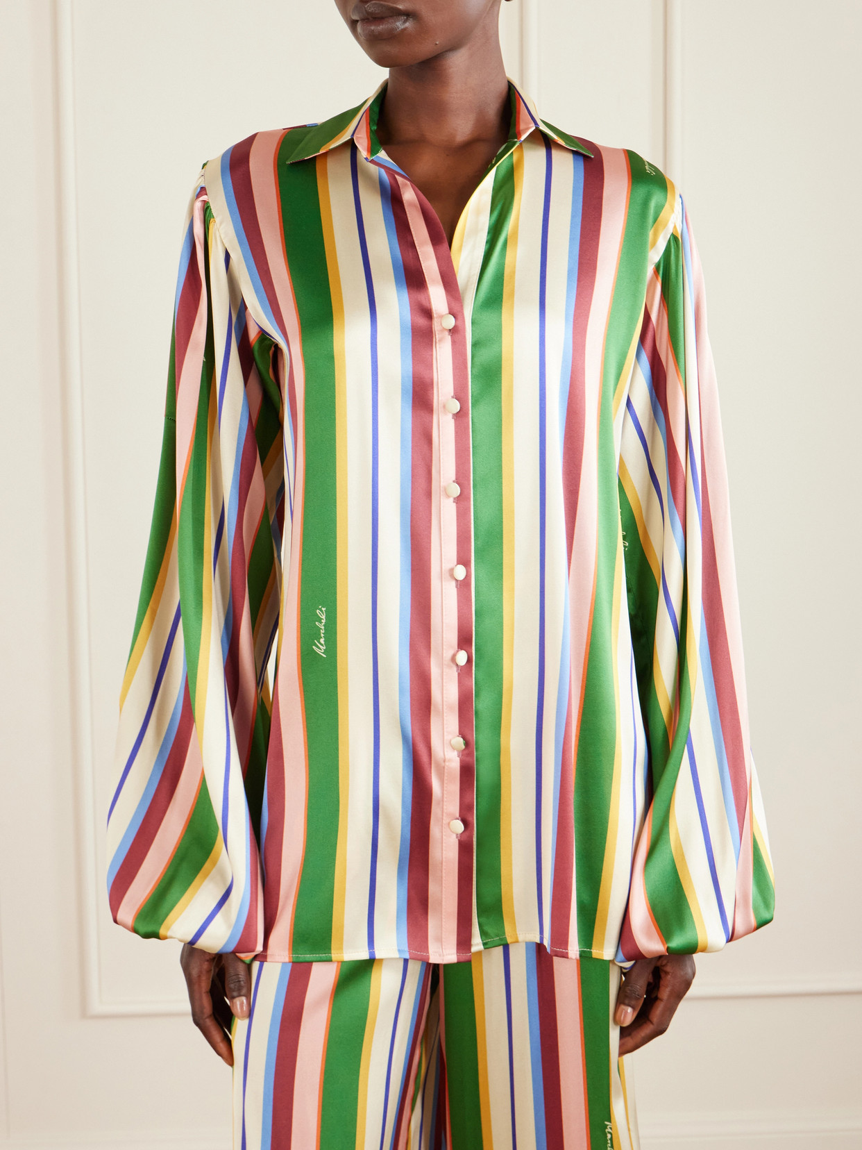 Mia Striped Stretch-Silk Shirt