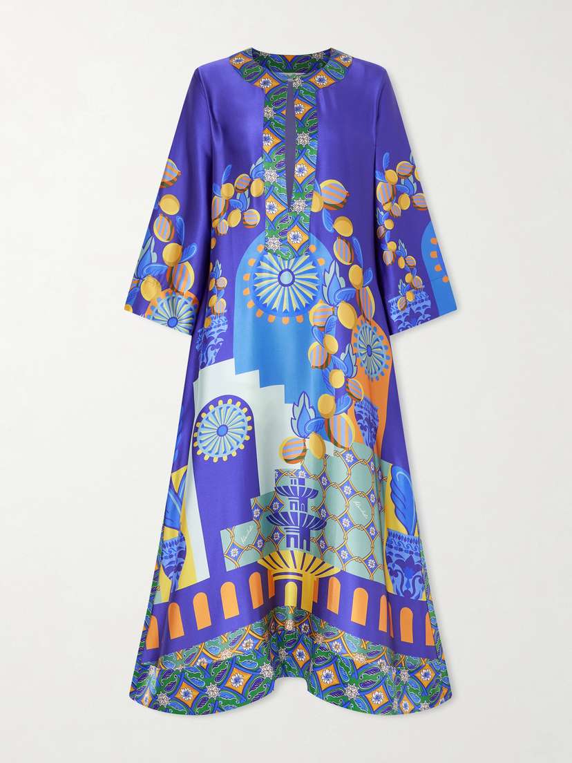 Cristiano Marcheli Teresa Printed Silk-blend Satin Kaftan