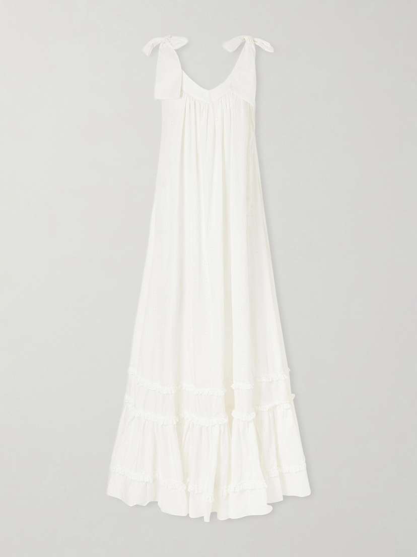 Cristiano Marcheli Bella Ruffled Tiered Broderie Anglaise Cotton Maxi Dress