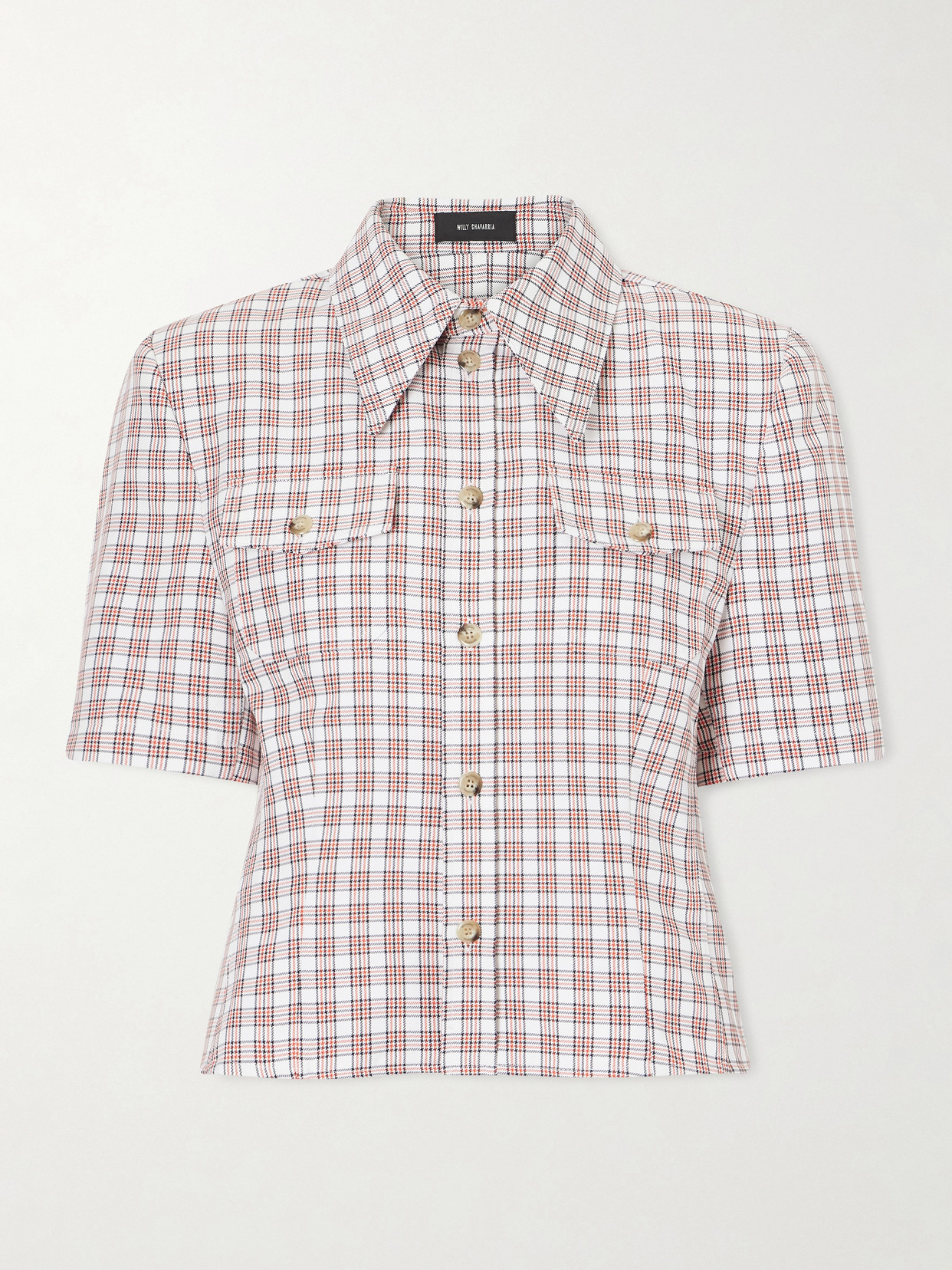 Willy Chavarria Chavela Checked Woven Shirt In Red