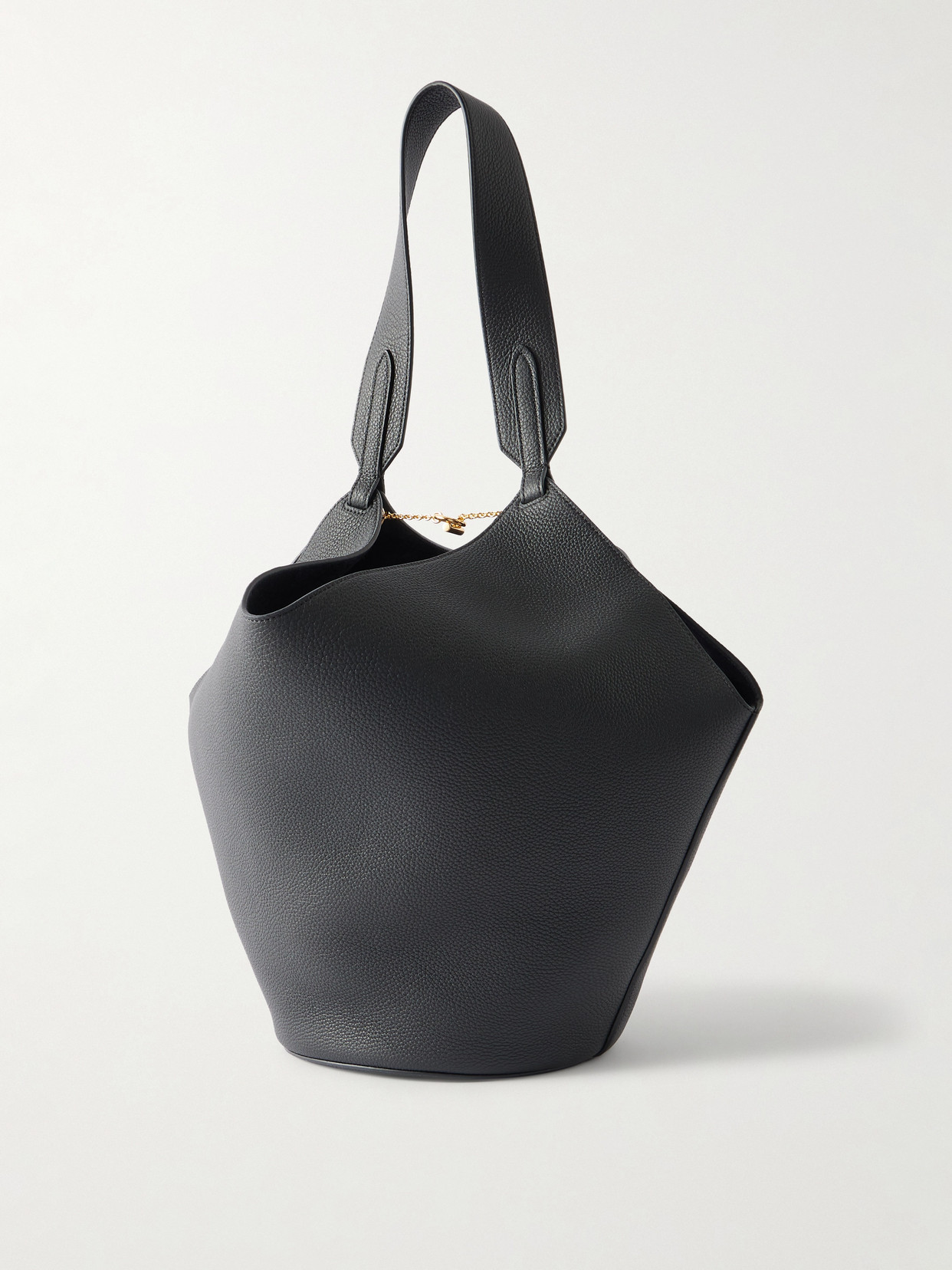 Khaite Lotus Small Textured-leather Tote In Black