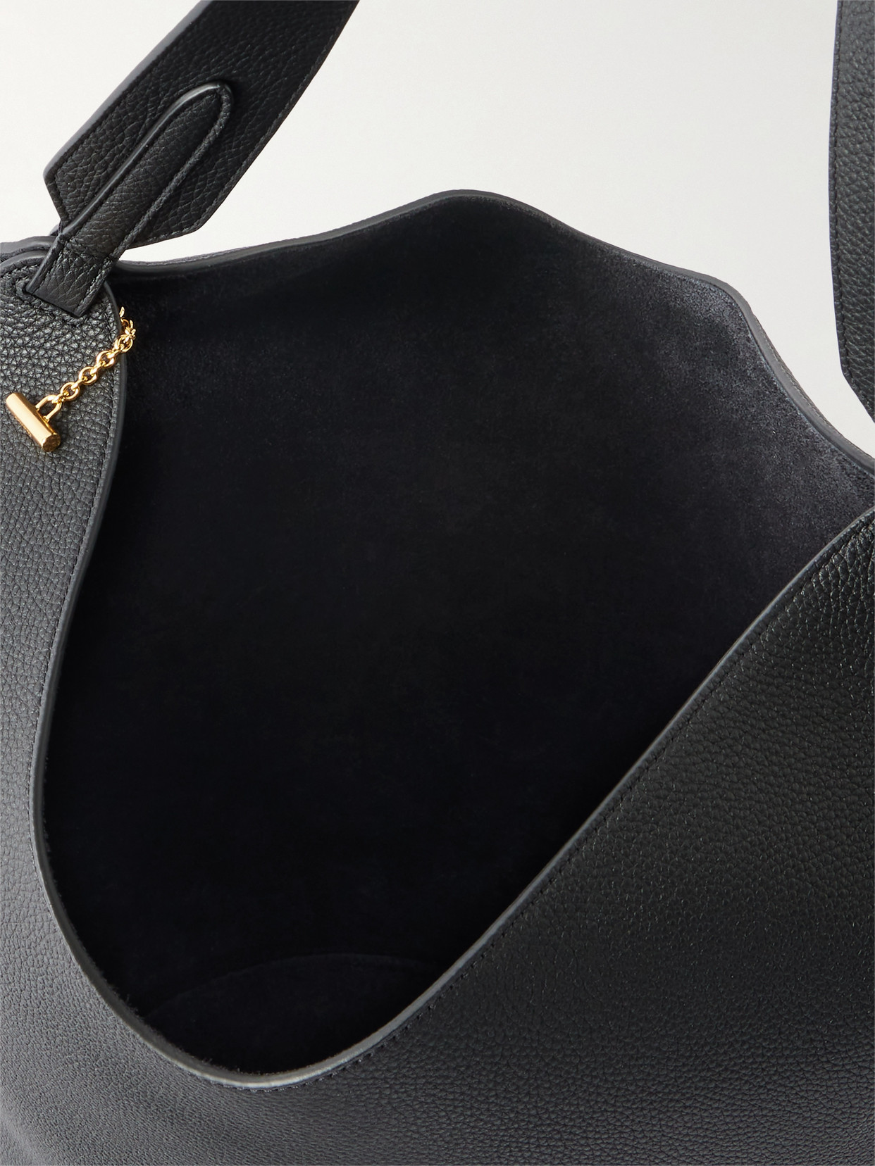 Khaite Lotus Small Textured-leather Tote In Black