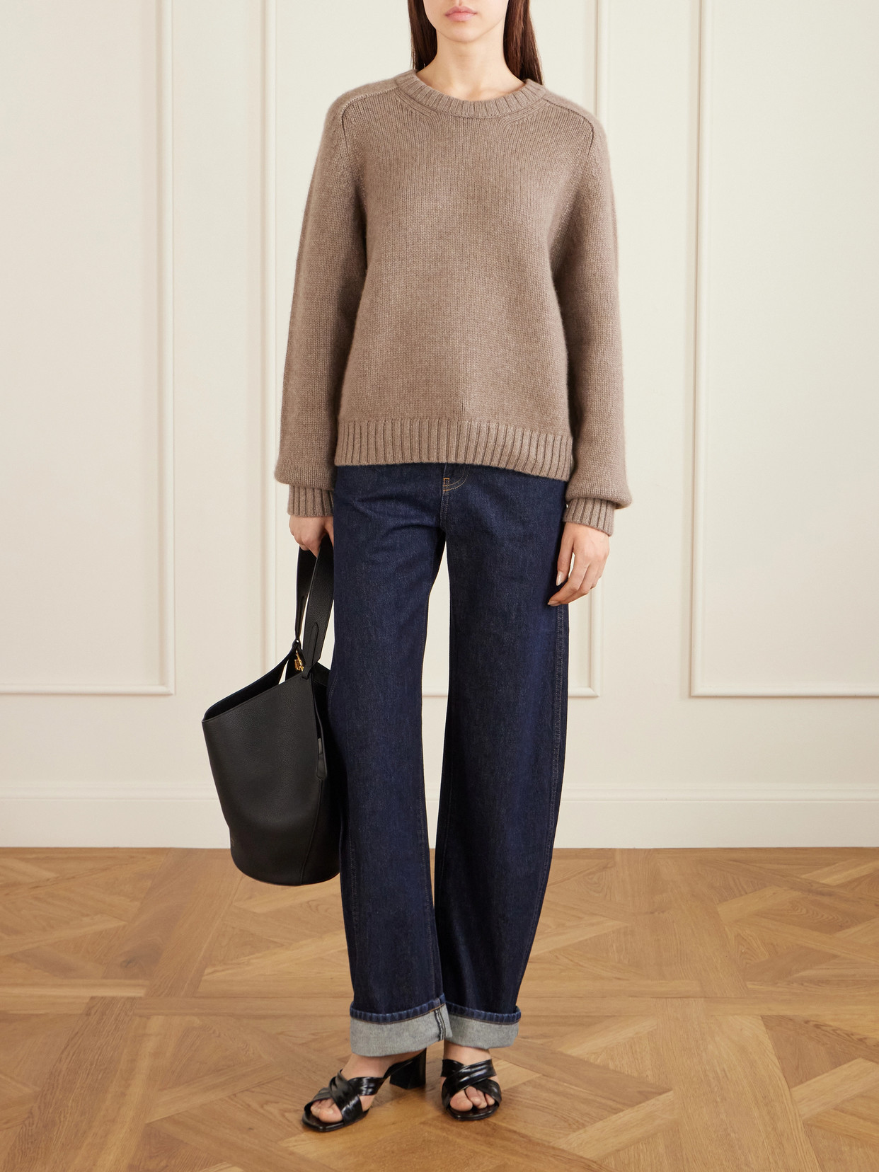 Lotus Small Textured-Leather Tote