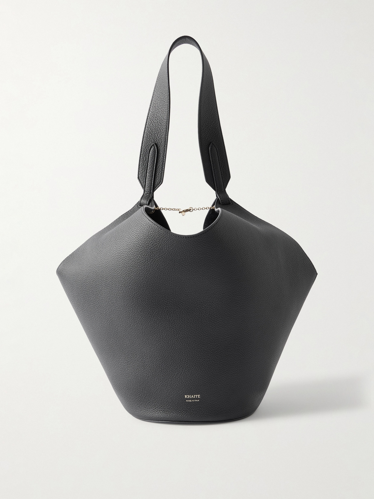 Khaite Lotus Small Textured-leather Tote In Black