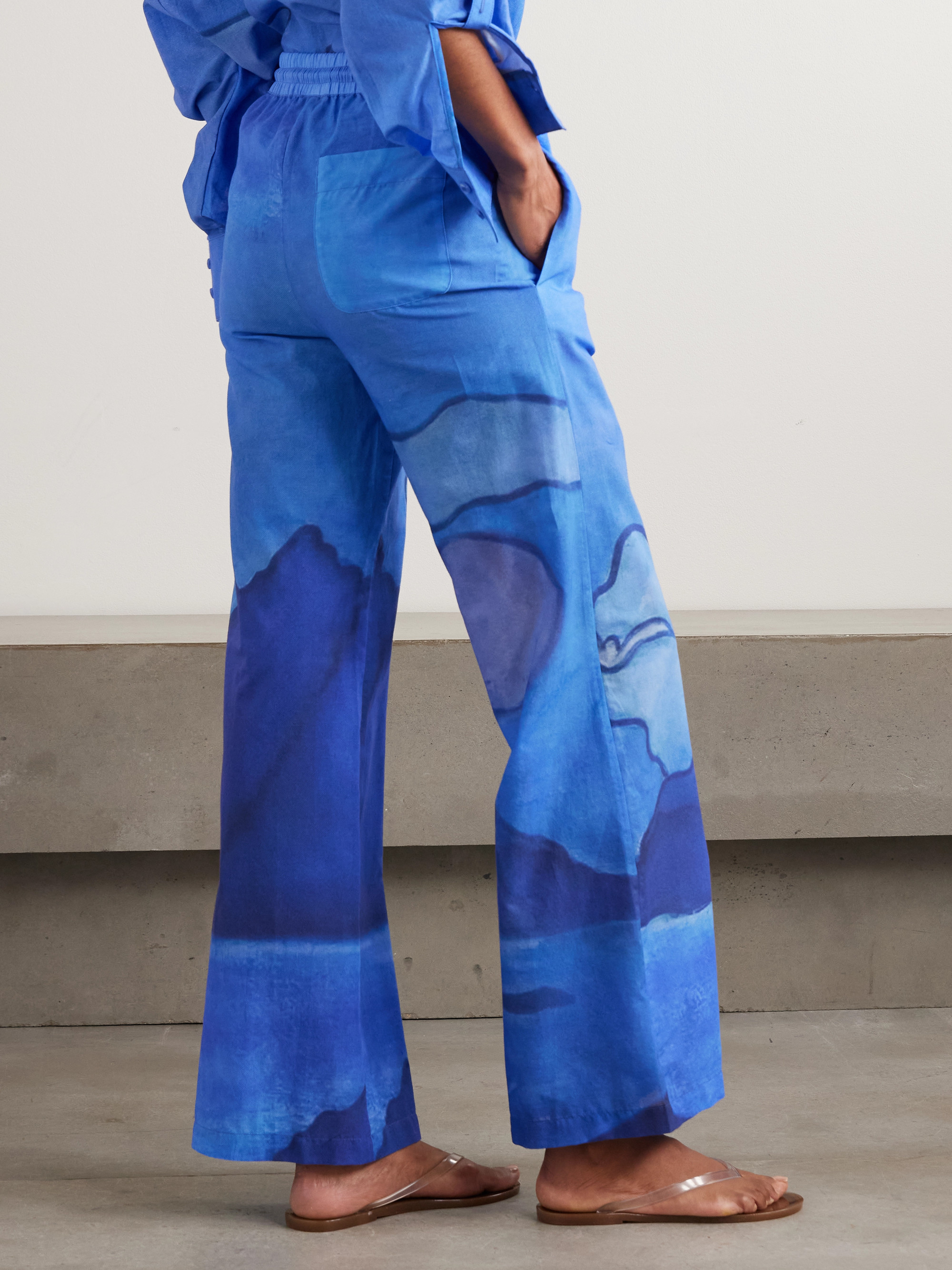 DONDE ESTEBAN Es Vedra printed cotton-voile wide-leg pants