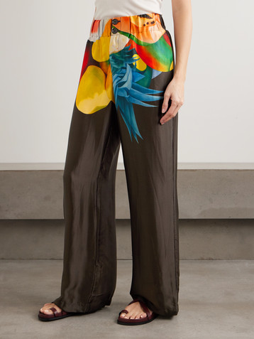 DONDE ESTEBAN Salpicon printed silk wide-leg pants