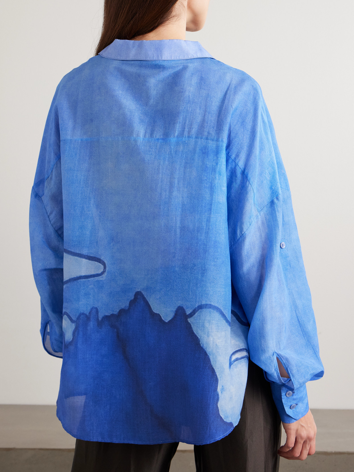 Donde Esteban Es Vedra Printed Silk Shirt In Blue