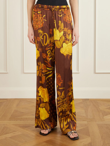 DONDE ESTEBAN Veranera printed satin wide-leg pants