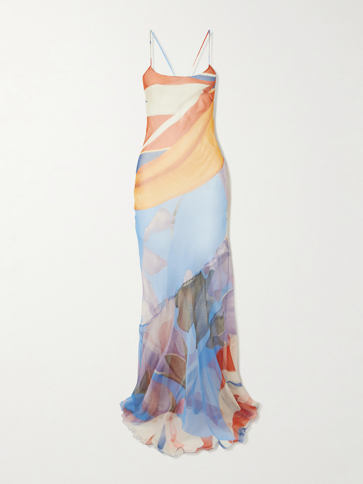 Donde Esteban Palenque Flores Open-back Printed Silk-chiffon Maxi Dress In Multi