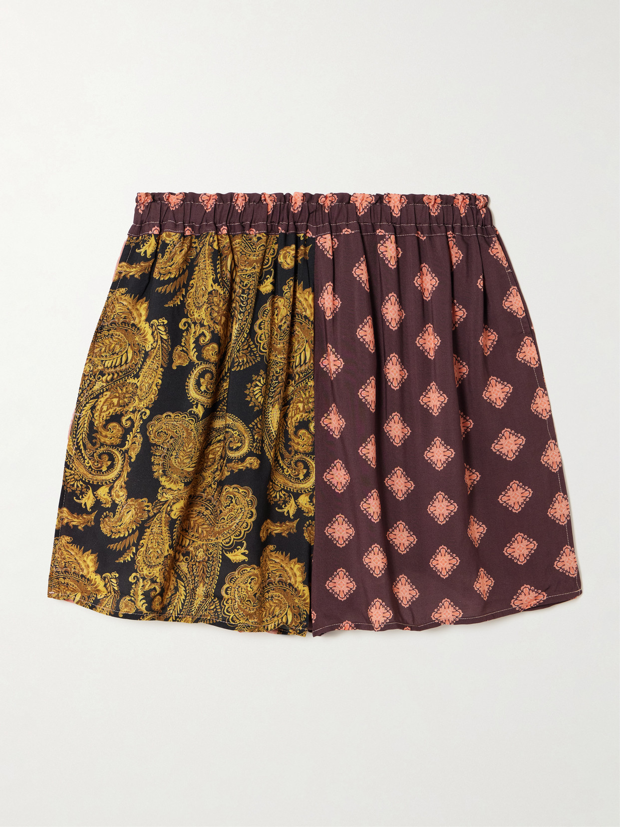 Donde Esteban Estrellitas Printed Crepe Shorts In Brown