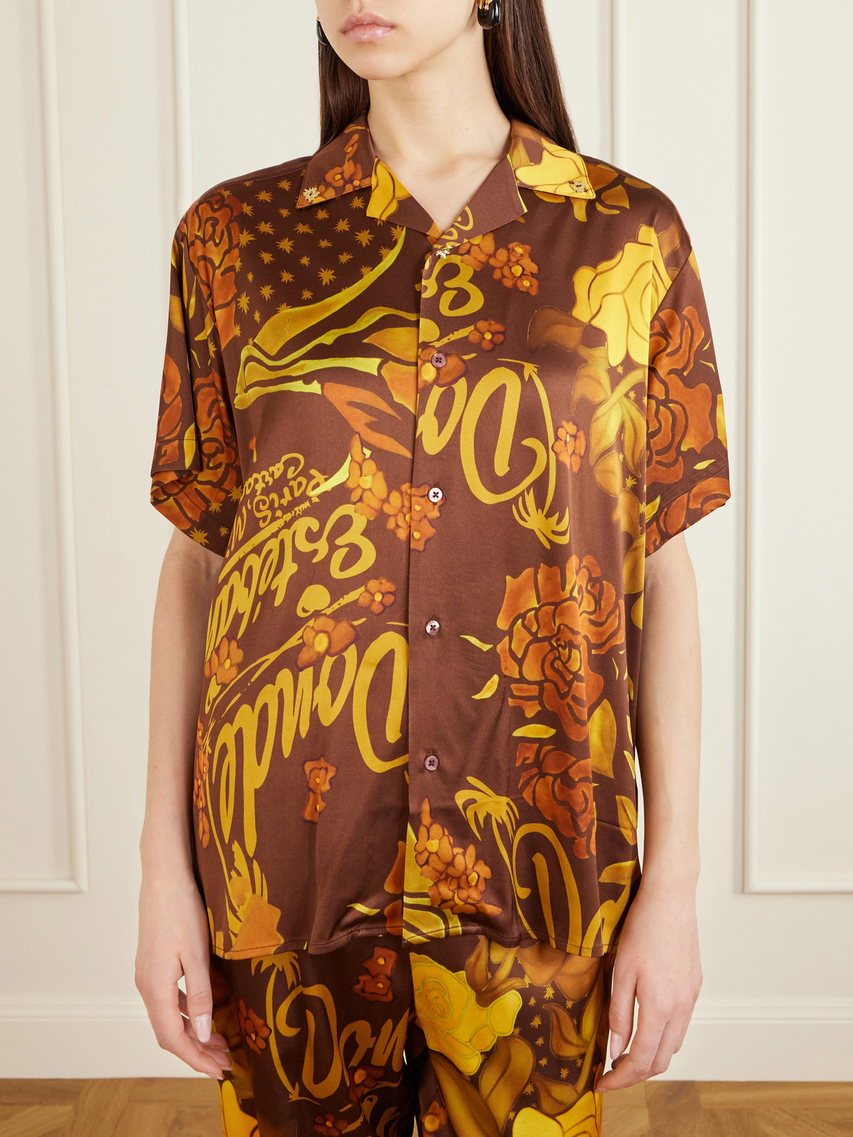 Veranera Printed Stretch-Satin Shirt