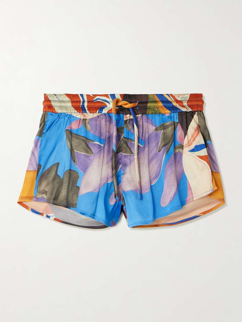 Donde Esteban Palenque Flores Printed Satin Shorts