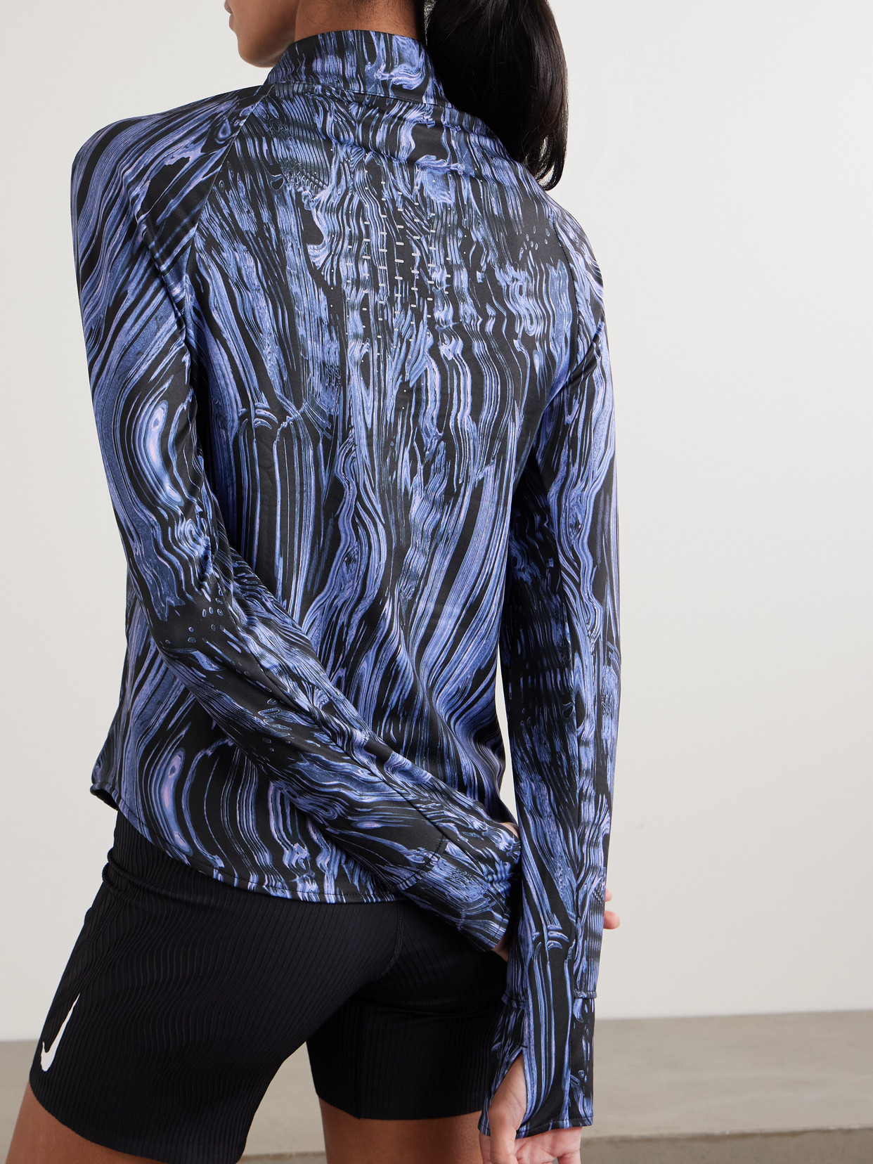 Swift Printed Stretch-Shell Half-Zip Running Top