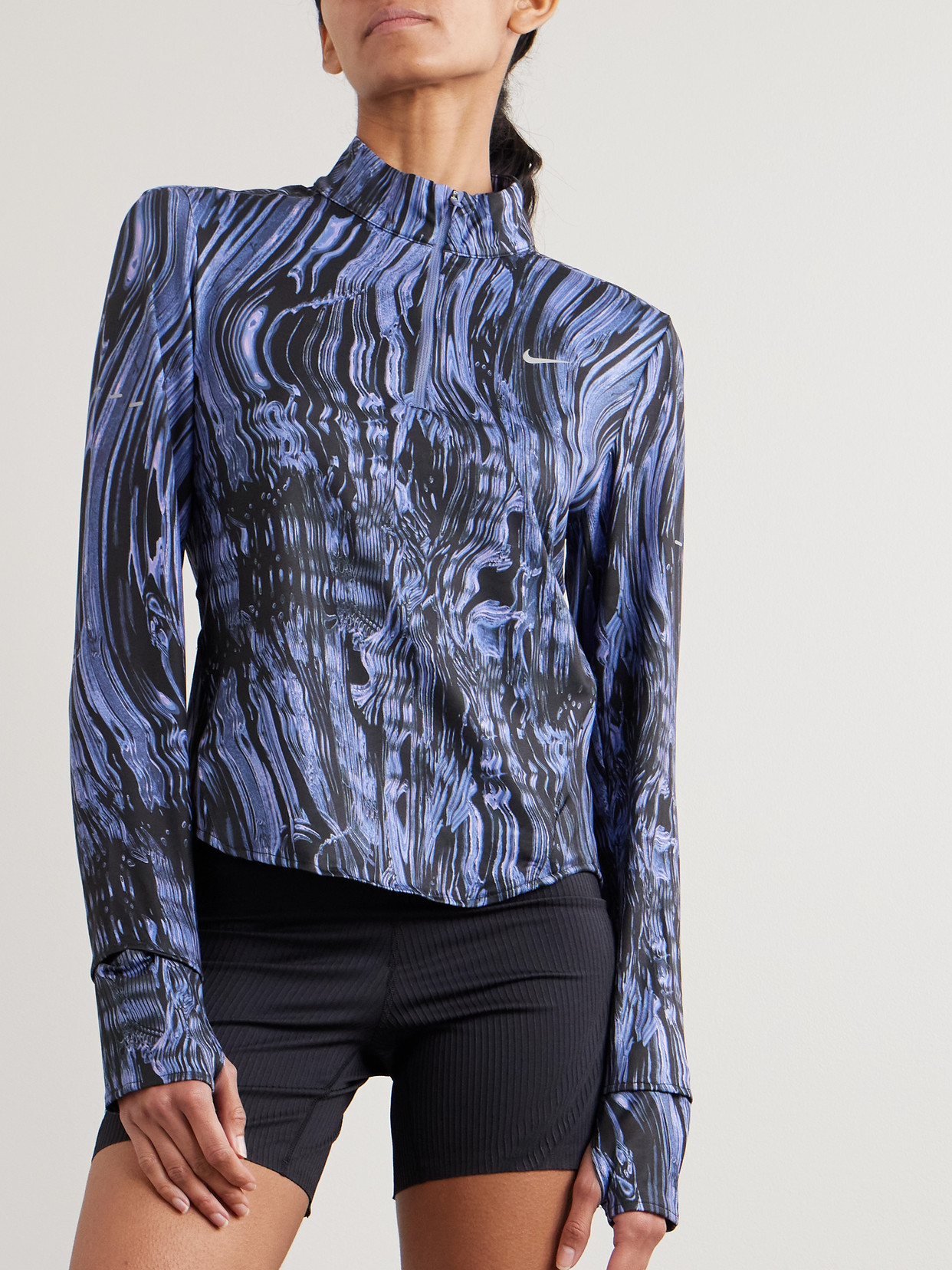 Swift Printed Stretch-Shell Half-Zip Running Top