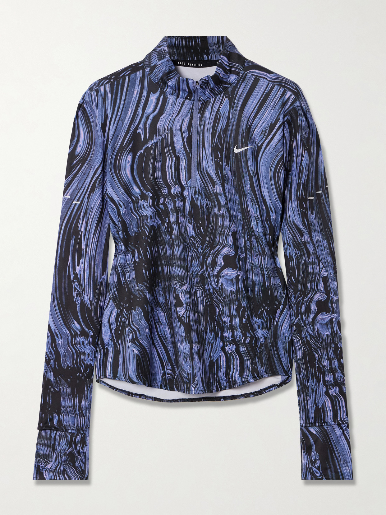 Nike Swift Printed Stretch-shell Half-zip Running Top In Blue